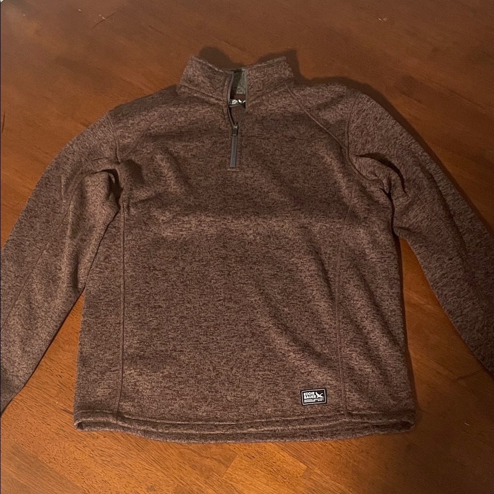 Eddie Bauer Men's Zip-Up Sweater in Deep Brown